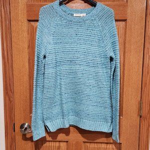 FADED GLORY Women's L 12-14 Blue Metallic Long Sleeve Lightweight Sweater EUC